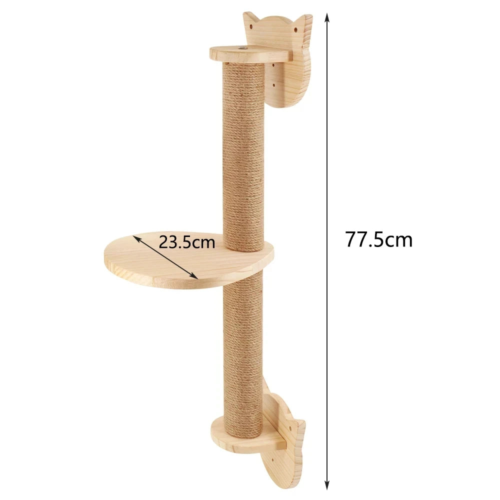 Wall Mounted Cat Climbing System Cat House Bridge Cat Hammock with Scratching Post & Stairway Kitten-Friendly Indoor Furniture