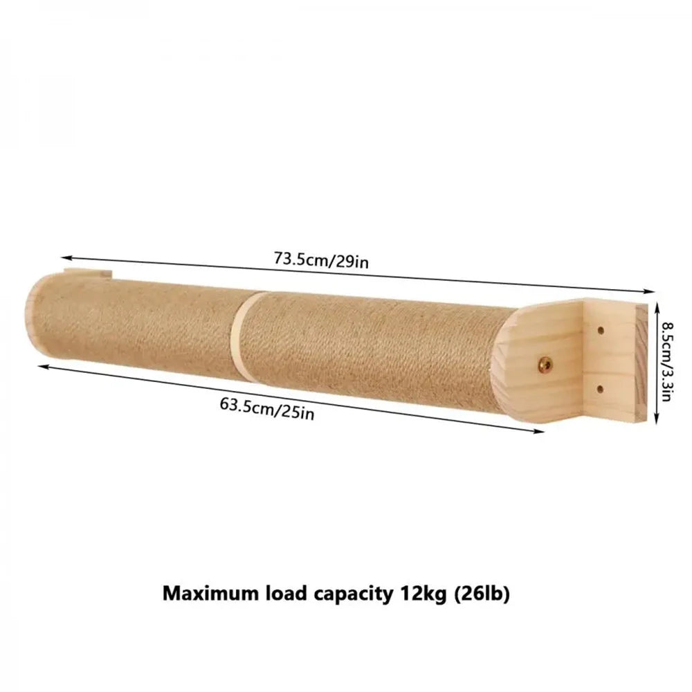 Wall Mounted Cat Climbing System Cat House Bridge Cat Hammock with Scratching Post & Stairway Kitten-Friendly Indoor Furniture