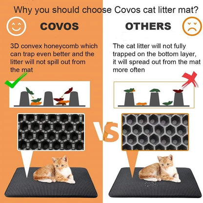 Pet Cat Litter Mat Waterproof Double Layer Cat Litter Trapping Pet Litter Box Mat Clean Pad Products For Cats Accessories